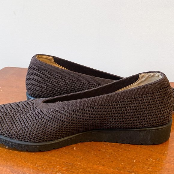 Eileen Fisher Seam Knit Flat Stretch Loafer Slip On Chocolate Brown - Picture 5 of 8